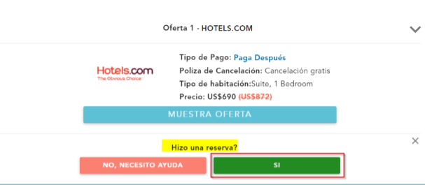 Haciendo una nueva reserva para ahorrar en hoteles