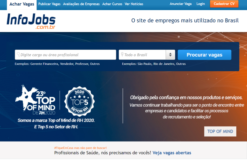 Infojobs: Sitio web para buscar empleo en Brasil.