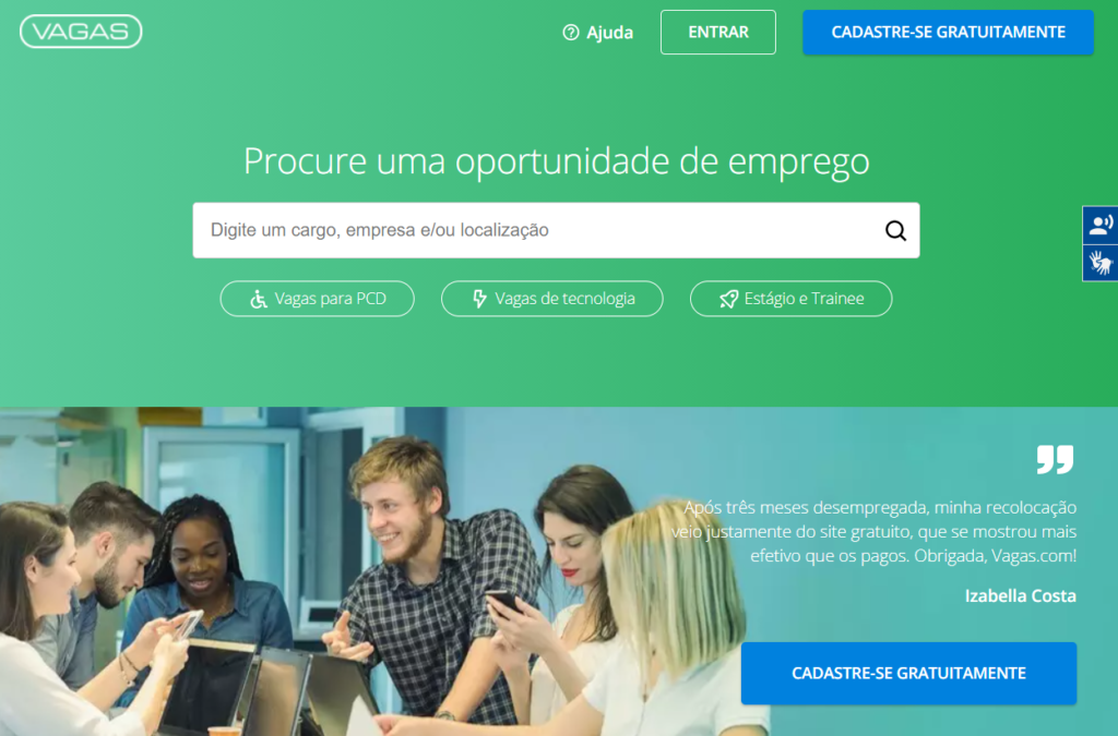 Vagas.com: sitio web para buscar trabajo en Brasil.